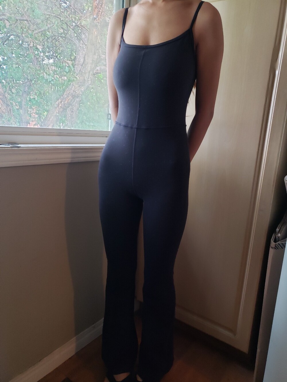 Aritzia Wilfred Black Slim Spaghetti-Strap Jumpsuit